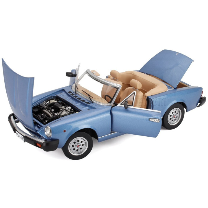 TOURING MODELCARS FIAT 124 PININFARINA SPIDER EUROPA CABRIOLET SOFT-TOP 1982 - LIGHT BLUE MET 1/18