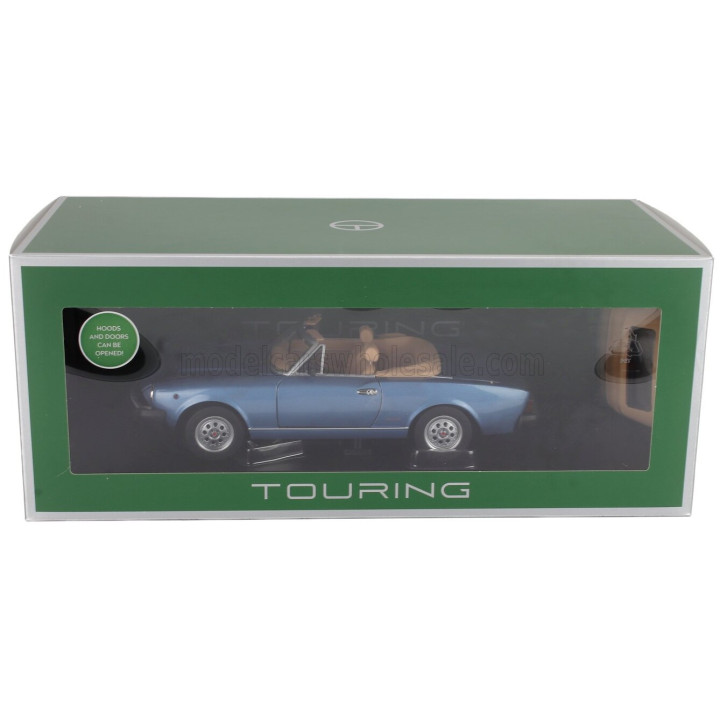 TOURING MODELCARS FIAT 124 PININFARINA SPIDER EUROPA CABRIOLET SOFT-TOP 1982 - LIGHT BLUE MET 1/18