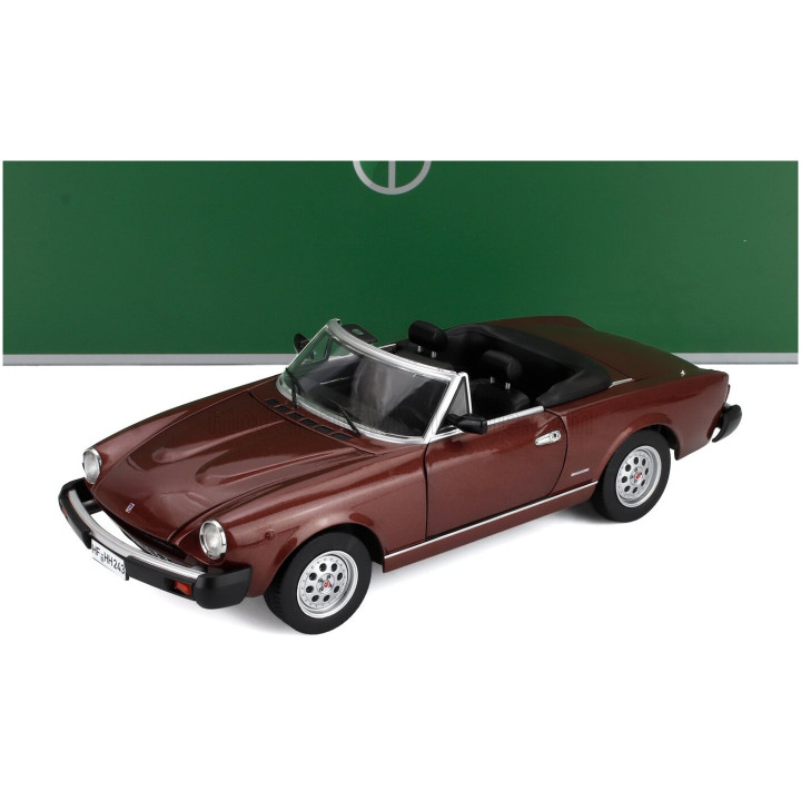 TOURING MODELCARS FIAT 124 PININFARINA SPIDER EUROPA CABRIOLET SOFT-TOP 1982 - BROWN MET 1/18
