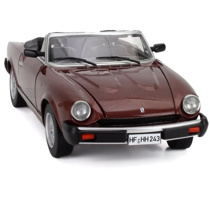 TOURING MODELCARS FIAT 124 PININFARINA SPIDER EUROPA CABRIOLET SOFT-TOP 1982 - BROWN MET 1/18