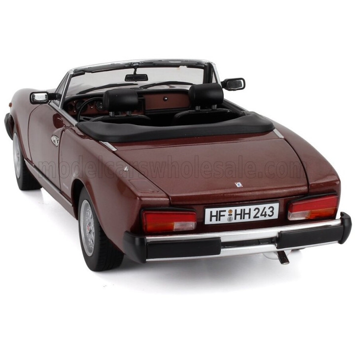 TOURING MODELCARS FIAT 124 PININFARINA SPIDER EUROPA CABRIOLET SOFT-TOP 1982 - BROWN MET 1/18