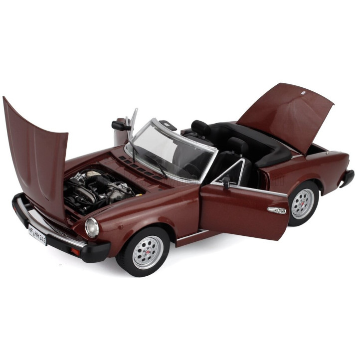 TOURING MODELCARS FIAT 124 PININFARINA SPIDER EUROPA CABRIOLET SOFT-TOP 1982 - BROWN MET 1/18