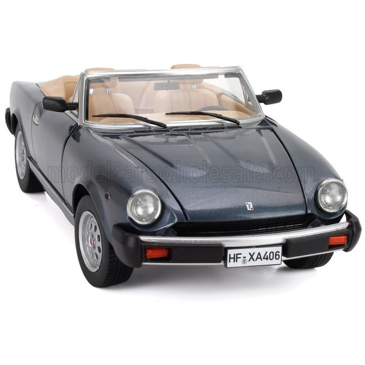 TOURING MODELCARS FIAT 124 PININFARINA SPIDER EUROPA CABRIOLET SOFT-TOP 1982 - BLUE MET 1/18