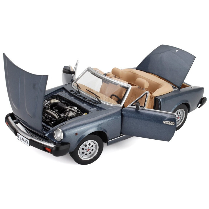 TOURING MODELCARS FIAT 124 PININFARINA SPIDER EUROPA CABRIOLET SOFT-TOP 1982 - BLUE MET 1/18