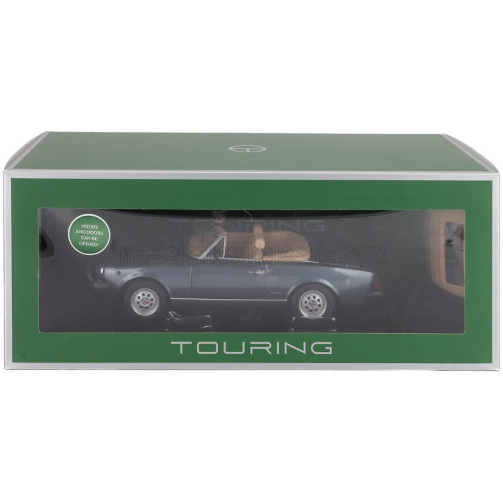 TOURING MODELCARS FIAT 124 PININFARINA SPIDER EUROPA CABRIOLET SOFT-TOP 1982 - BLUE MET 1/18