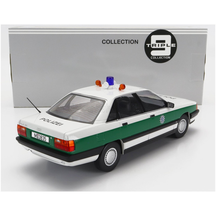 TRIPLE9 AUDI 100 (C3) POLIZEI 1989 - WHITE GREEN 1/18
