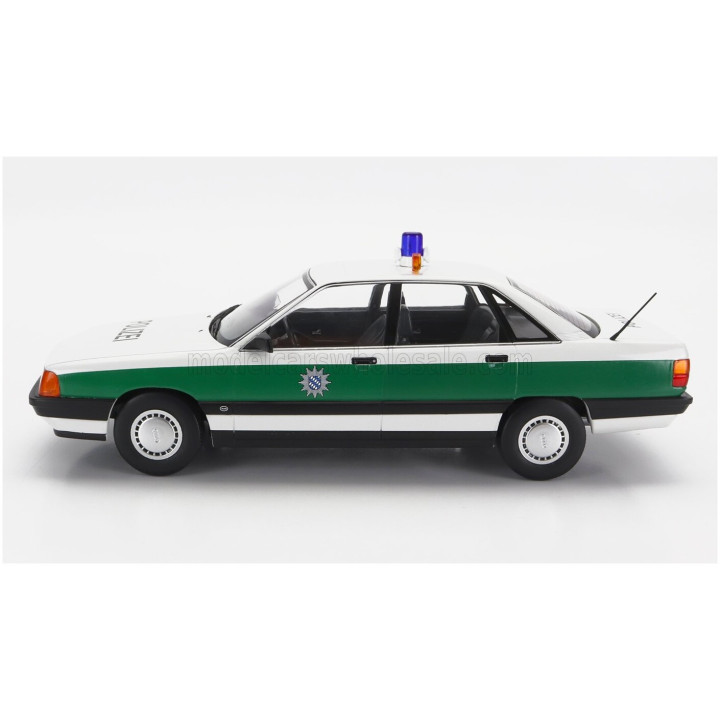 TRIPLE9 AUDI 100 (C3) POLIZEI 1989 - WHITE GREEN 1/18