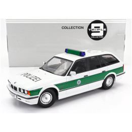 TRIPLE9 BMW 5-SERIES TOURING (E34) SW STATION WAGON POLIZEI 1996 - WHITE GREEN 1/18