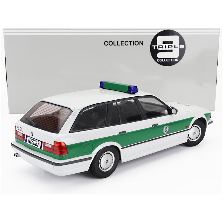 TRIPLE9 BMW 5-SERIES TOURING (E34) SW STATION WAGON POLIZEI 1996 - WHITE GREEN 1/18