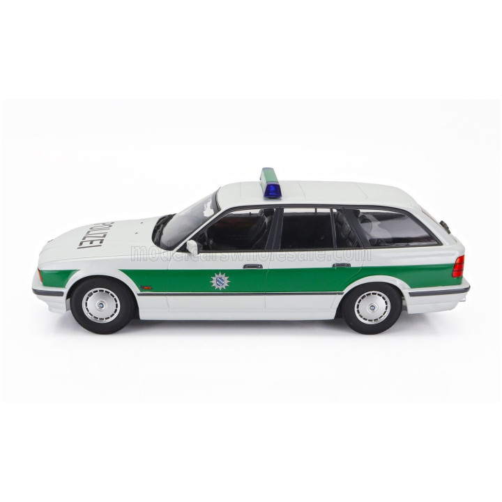 TRIPLE9 BMW 5-SERIES TOURING (E34) SW STATION WAGON POLIZEI 1996 - WHITE GREEN 1/18