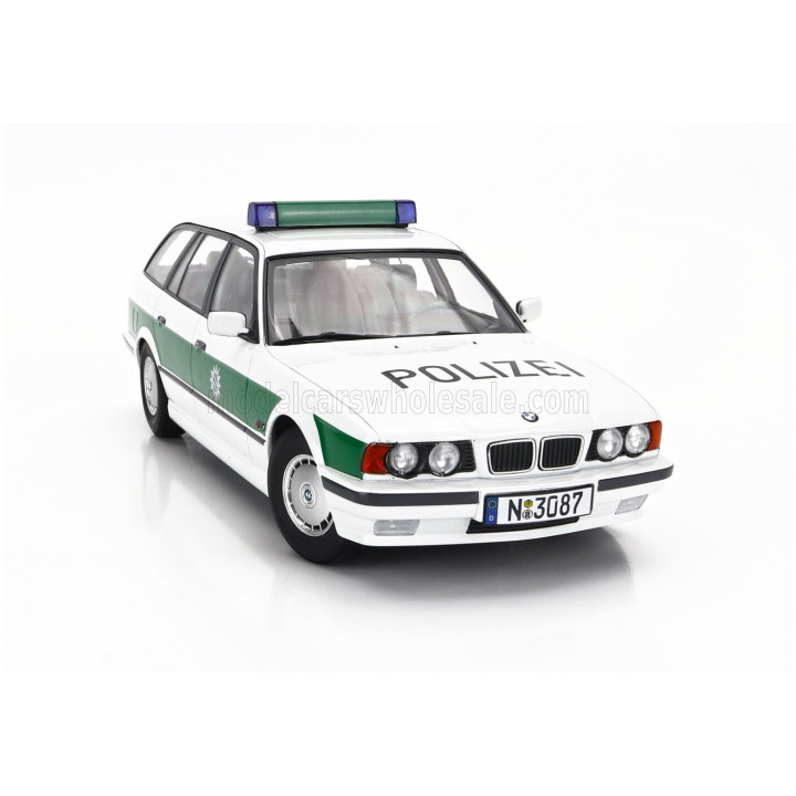 TRIPLE9 BMW 5-SERIES TOURING (E34) SW STATION WAGON POLIZEI 1996 - WHITE GREEN 1/18