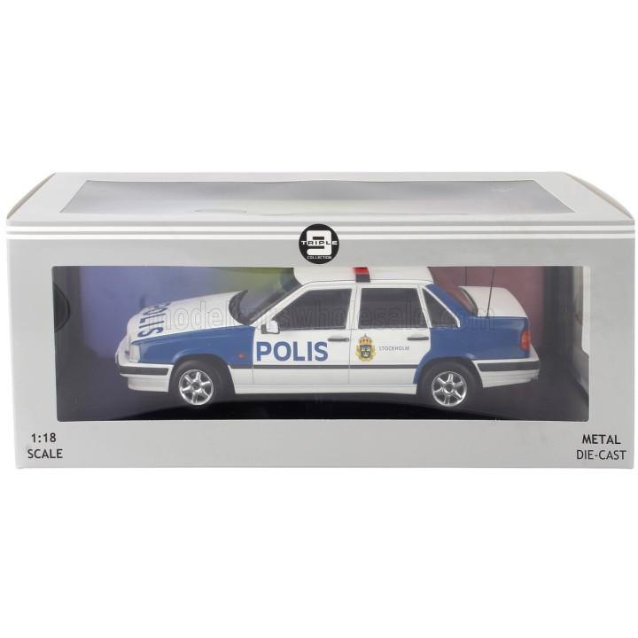 TRIPLE9 VOLVO 850 POLITIE 1993 - WHITE BLUE RED 1/18