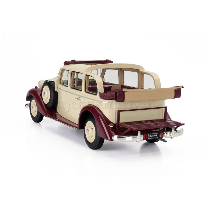 TRIPLE9 MERCEDES BENZ 260D PULLMAN LANDAULET SEMICONVERTIBLE OPEN 1936 - BEIGE RED 1/18