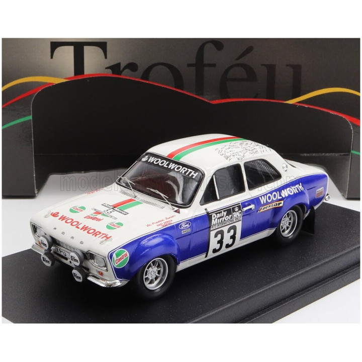 TROFEU FORD ENGLAND ESCORT MKI (night version) N 33 RALLY RAC LOMBARD 1973 V.PRESTON Jr. - P.WHITE - WHITE BLUE 1/43