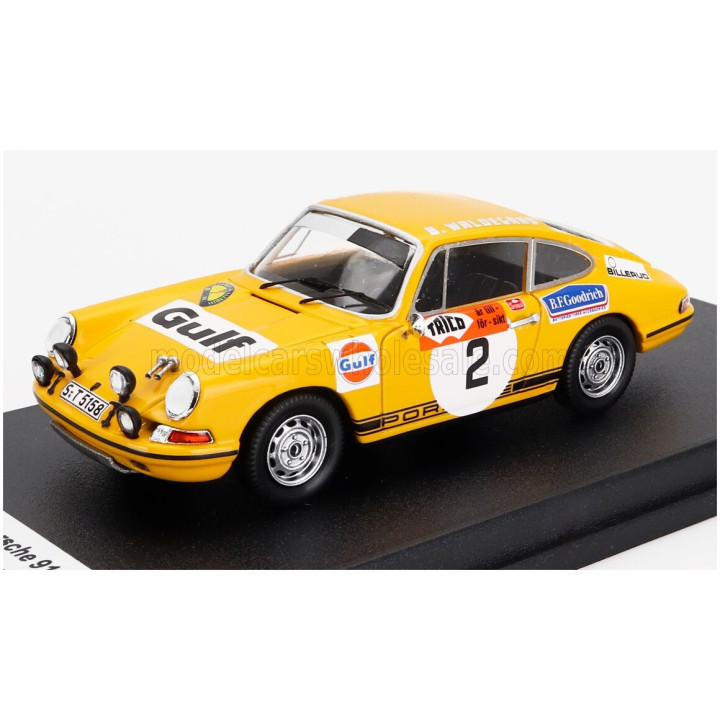 TROFEU PORSCHE 911S COUPE (night version) N 2 WINNER RALLY SWEDISH 1970 BJORN WALDEGAARD - LARS HELMER - YELLOW 1/43