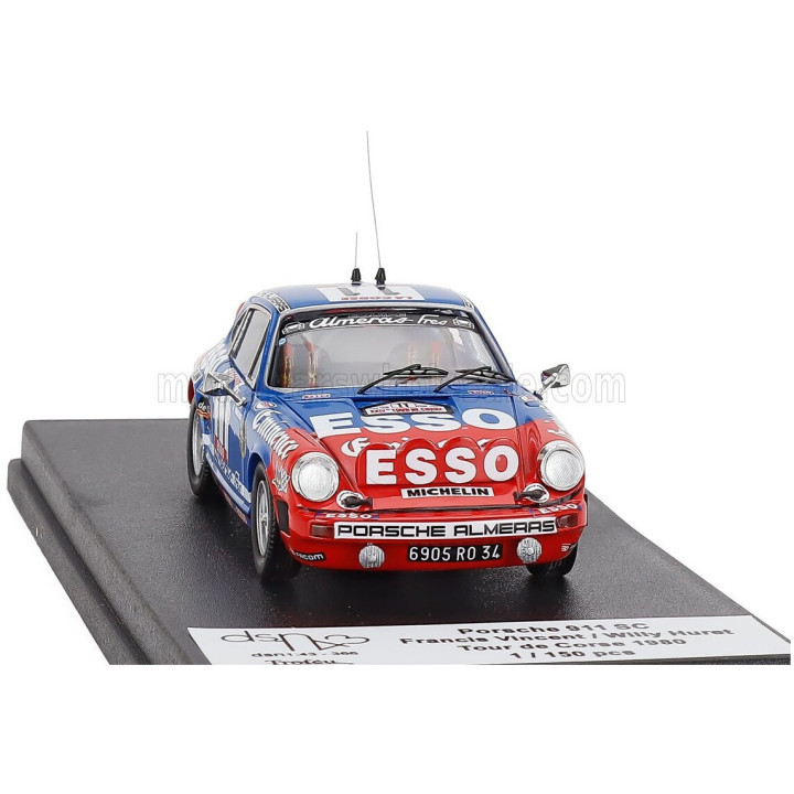 TROFEU PORSCHE 911 SC (night version) N 11 RALLY TOUR DE CORSE 1980 FRANCIS VINCENT - WILLY HURET - BLUE RED 1/43