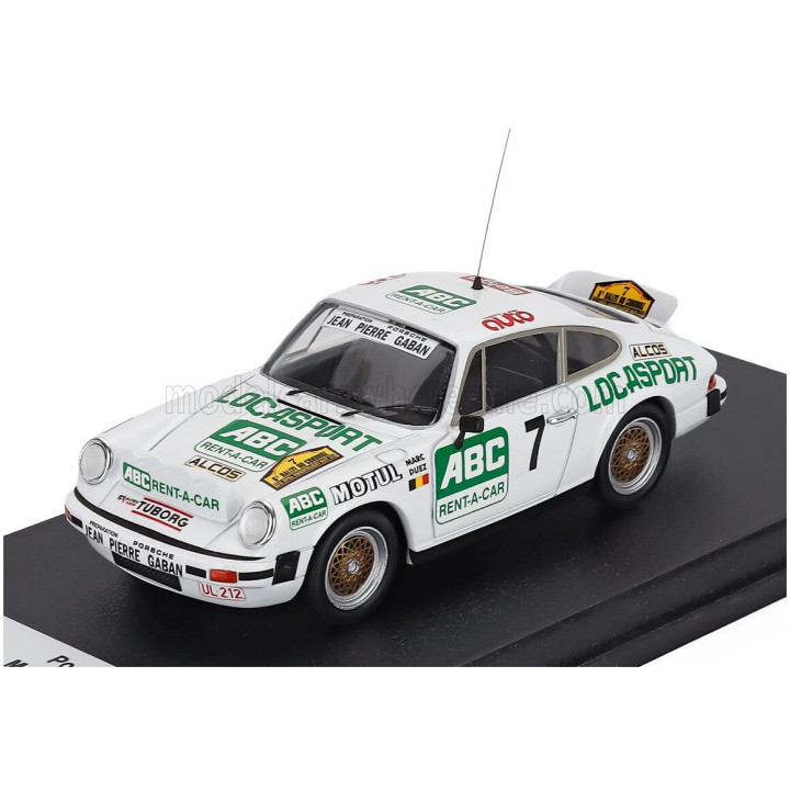 TROFEU PORSCHE 911 SC COUPE N 7 WINNER RALLY CONDROZ 1981 MARC DUEZ - WILLY LUX - WHITE GREEN 1/43