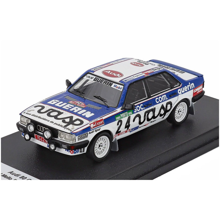 TROFEU AUDI 80 QUATTRO (night version) N 24 RALLY PORTUGAL 1984 MANUEL MELLO BREYNER - MIGUEL VILLAR - WHITE BLUE 1/43