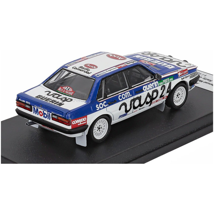 TROFEU AUDI 80 QUATTRO (night version) N 24 RALLY PORTUGAL 1984 MANUEL MELLO BREYNER - MIGUEL VILLAR - WHITE BLUE 1/43