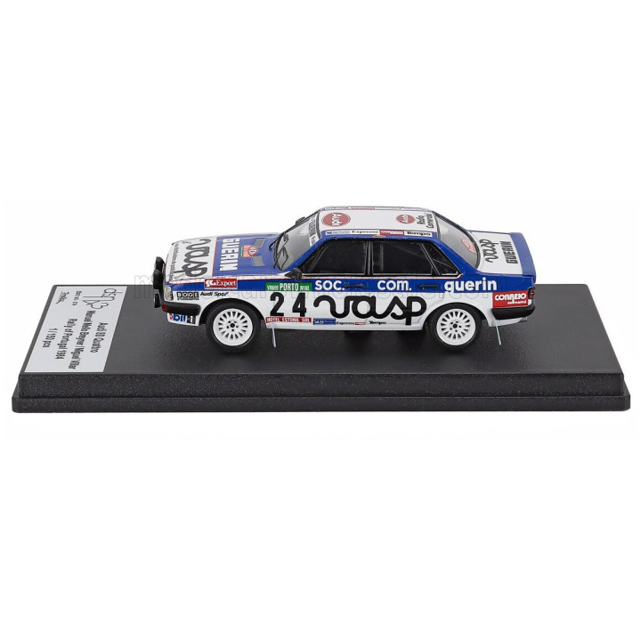 TROFEU AUDI 80 QUATTRO (night version) N 24 RALLY PORTUGAL 1984 MANUEL MELLO BREYNER - MIGUEL VILLAR - WHITE BLUE 1/43