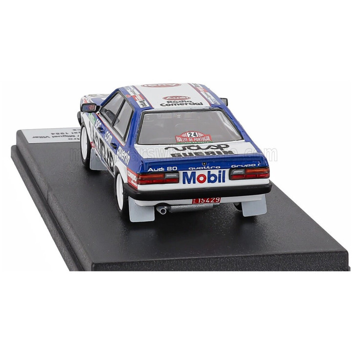 TROFEU AUDI 80 QUATTRO (night version) N 24 RALLY PORTUGAL 1984 MANUEL MELLO BREYNER - MIGUEL VILLAR - WHITE BLUE 1/43