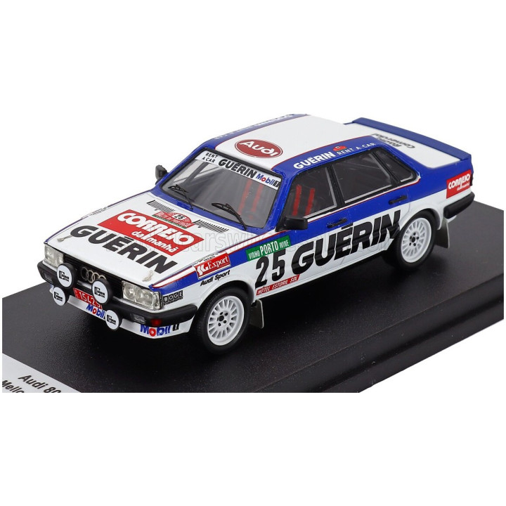 TROFEU AUDI 80 QUATTRO (night version) N 25 RALLY PORTUGAL 1985 MANUEL MELLO BREYNER - JOSE LOPES - WHITE BLUE 1/43