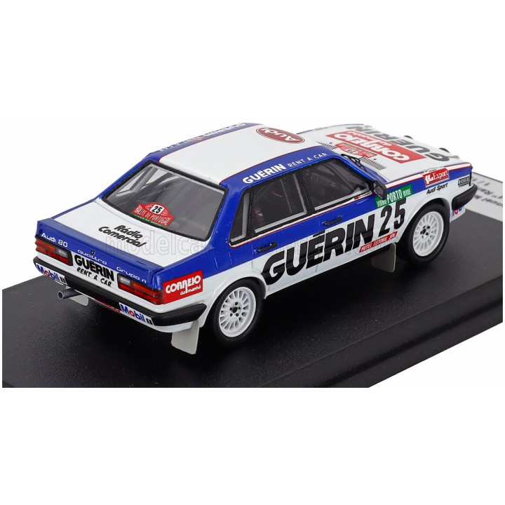 TROFEU AUDI 80 QUATTRO (night version) N 25 RALLY PORTUGAL 1985 MANUEL MELLO BREYNER - JOSE LOPES - WHITE BLUE 1/43