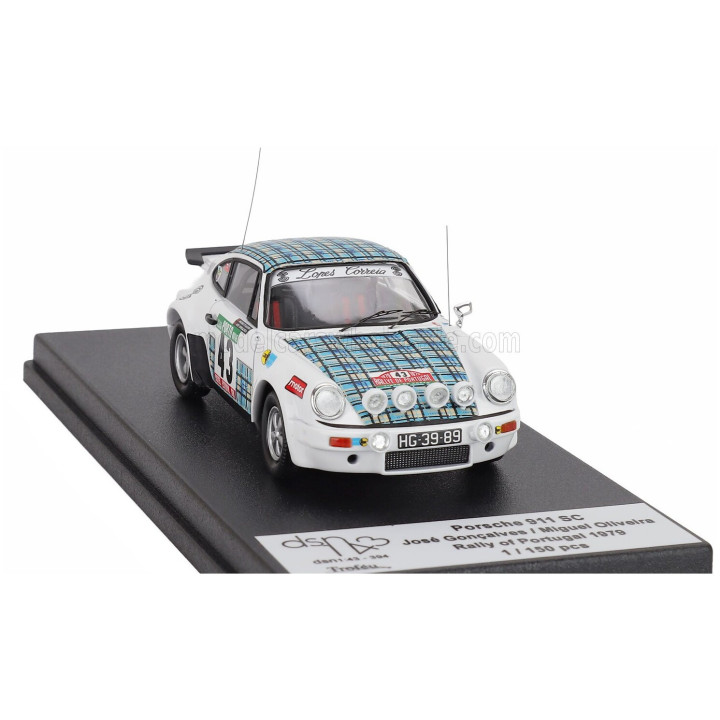 TROFEU PORSCHE 911 SC (night version) N 43 RALLY OF PORTUGAL 1979 JOSE GONCALVES - MIGUEL OLIVEIRA - WHITE BLUE 1/43
