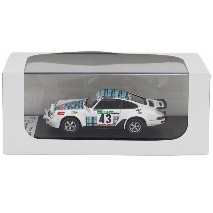 TROFEU PORSCHE 911 SC (night version) N 43 RALLY OF PORTUGAL 1979 JOSE GONCALVES - MIGUEL OLIVEIRA - WHITE BLUE 1/43