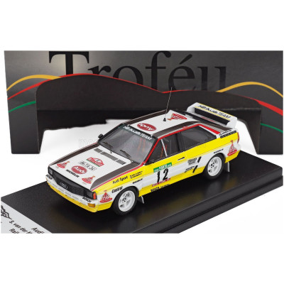 TROFEU AUDI QUATTRO A2 N 12 RALLY OF PORTUGAL 1984 SAREL VAN DER MERWE - FRANZ BOSHOFF - WHITE YELLOW 1/43