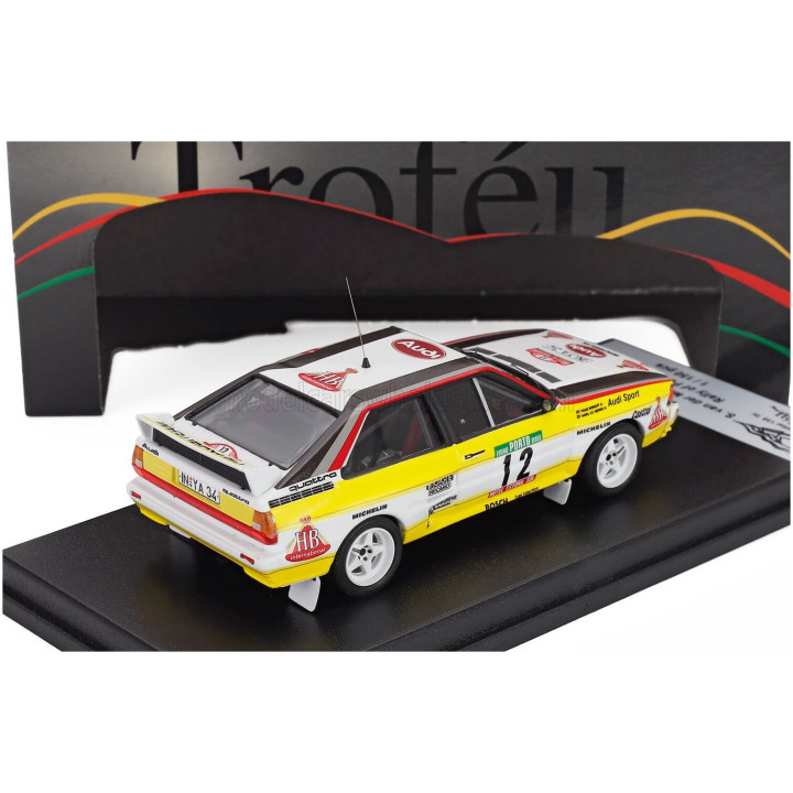 TROFEU AUDI QUATTRO A2 N 12 RALLY OF PORTUGAL 1984 SAREL VAN DER MERWE - FRANZ BOSHOFF - WHITE YELLOW 1/43