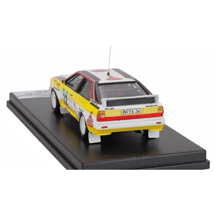 TROFEU AUDI QUATTRO A2 N 12 RALLY OF PORTUGAL 1984 SAREL VAN DER MERWE - FRANZ BOSHOFF - WHITE YELLOW 1/43