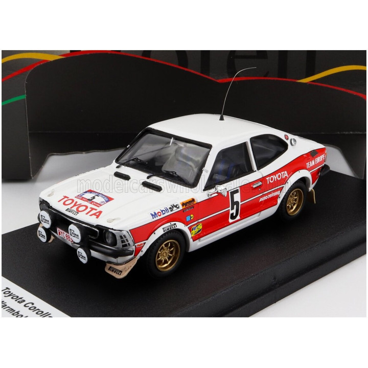 TROFEU TOYOTA COROLLA LEVIN (night version) N 5 WINNER RALLY BALTIC 1977 A.WARMBOLD - J.TODT - WHITE RED 1/43