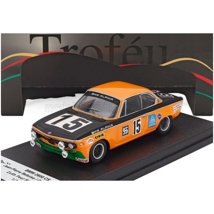 TROFEU BMW 2800 CS (night version) N 15 6h PAUL RICARD 1971 JEAN PIERRE BELTOISE - GUNTHER HUBER - ORANGE BLACK 1/43