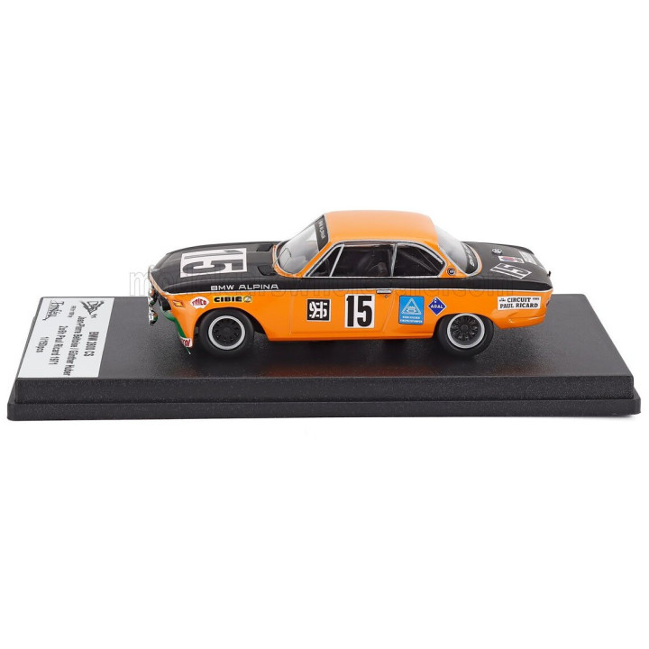 TROFEU BMW 2800 CS (night version) N 15 6h PAUL RICARD 1971 JEAN PIERRE BELTOISE - GUNTHER HUBER - ORANGE BLACK 1/43