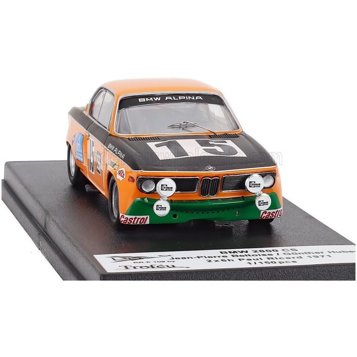 TROFEU BMW 2800 CS (night version) N 15 6h PAUL RICARD 1971 JEAN PIERRE BELTOISE - GUNTHER HUBER - ORANGE BLACK 1/43