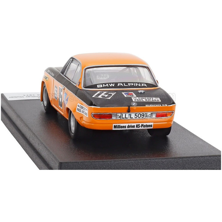TROFEU BMW 2800 CS (night version) N 15 6h PAUL RICARD 1971 JEAN PIERRE BELTOISE - GUNTHER HUBER - ORANGE BLACK 1/43