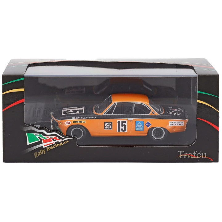 TROFEU BMW 2800 CS (night version) N 15 6h PAUL RICARD 1971 JEAN PIERRE BELTOISE - GUNTHER HUBER - ORANGE BLACK 1/43