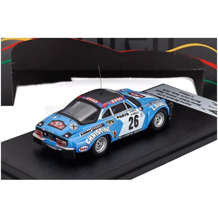 TROFEU RENAULT ALPINE A110 (night version) N 26 RALLY MONTECARLO 1976 MICHEL ALIBELLI - ANTOINE PISTRE - LIGHT BLUE 1/43