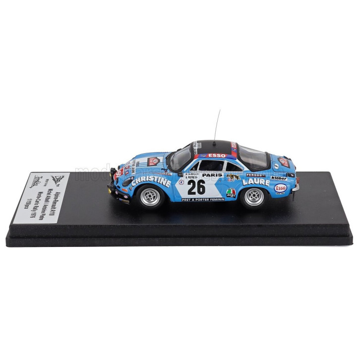 TROFEU RENAULT ALPINE A110 (night version) N 26 RALLY MONTECARLO 1976 MICHEL ALIBELLI - ANTOINE PISTRE - LIGHT BLUE 1/43
