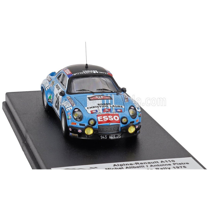TROFEU RENAULT ALPINE A110 (night version) N 26 RALLY MONTECARLO 1976 MICHEL ALIBELLI - ANTOINE PISTRE - LIGHT BLUE 1/43