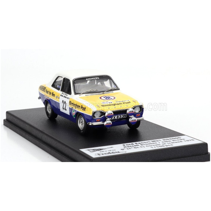 TROFEU FORD ENGLAND ESCORT MKI RS2000 (night version) N 22 RALLY CIRCUIT OF IRELAND 1975 RUSSELL BROOKES - JOHN BROWN - YELLOW