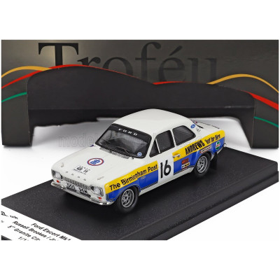TROFEU FORD ENGLAND ESCORT MKI N 16 RALLY CITY GRANITE 1975 RUSSELL BROOKES - JOHN BROWN - WHITE BLUE YELLOW 1/43