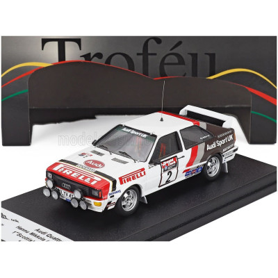 TROFEU AUDI QUATTRO (night version) N 2 WINNER RALLY SCOTTISH 1982 HANNU MIKKOLA - ARNE HERTZ - WHITE RED 1/43