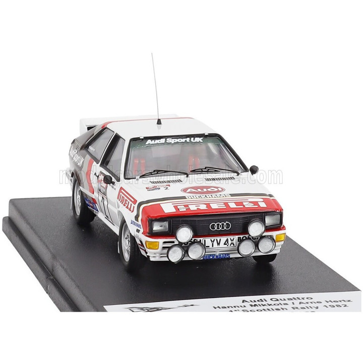 TROFEU AUDI QUATTRO (night version) N 2 WINNER RALLY SCOTTISH 1982 HANNU MIKKOLA - ARNE HERTZ - WHITE RED 1/43