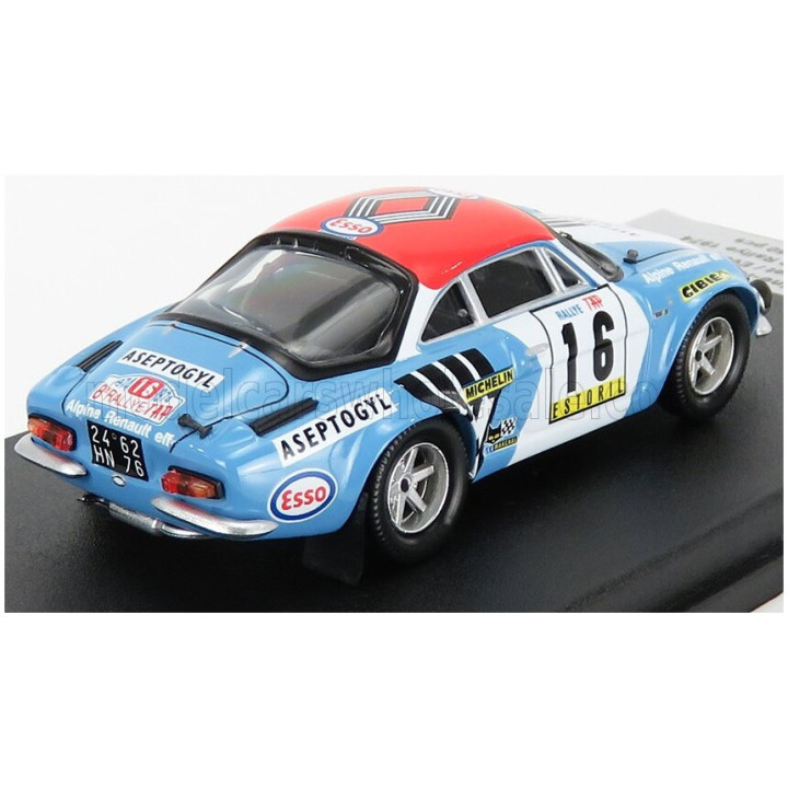 TROFEU RENAULT ALPINE A110 N 16 RALLY TAP 1974 B.NEYRET - E.VANONI - LIGHT BLUE WHITE RED 1/43