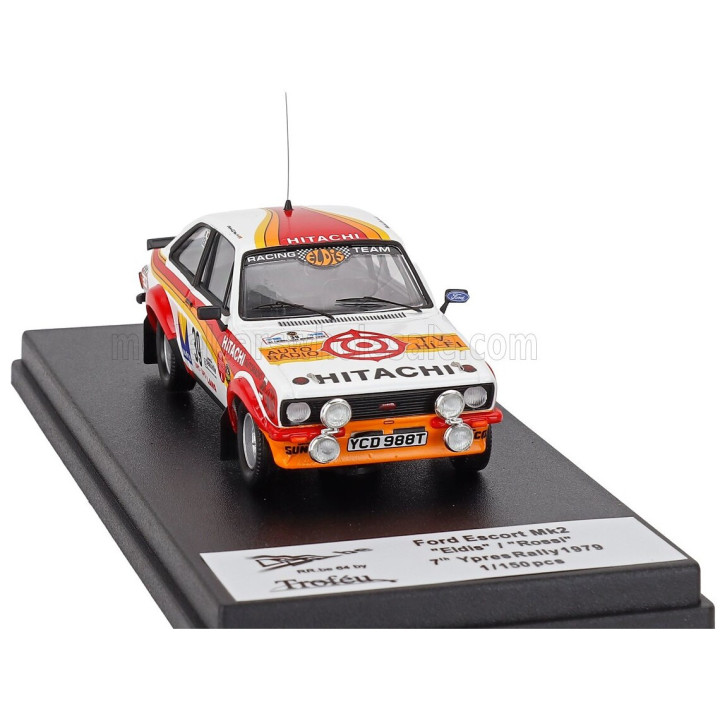 TROFEU FORD ENGLAND ESCORT MK2 (night version) N 39 RALLY YPRES 1979 ELDIS - ROSSI - WHITE RED ORANGE 1/43