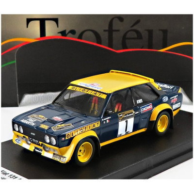 TROFEU FIAT 131 ABARTH OLIO FIAT N 1 WINNER RALLY NEW ZEALAND (AFTER FRONT DAMAGE) 1977 F.BACCHELLI - F.ROSSETTI - YELLOW BLUE