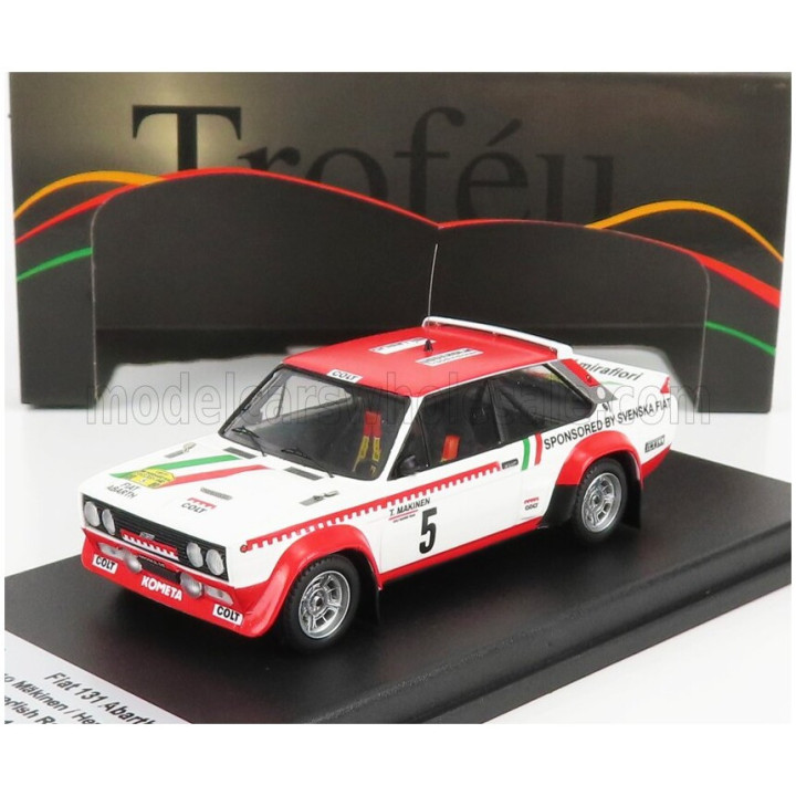 TROFEU FIAT 131 ABARTH TEAM SVENSKA FIAT N 5 RALLY SWEDEN 1977 T.MAKINEN - H.LIDDON - WHITE RED 1/43