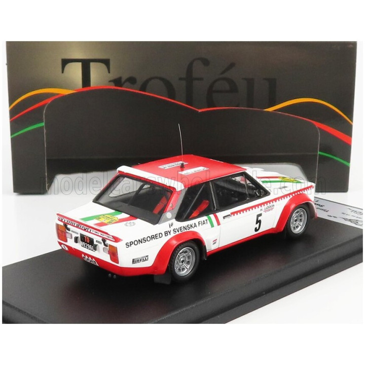 TROFEU FIAT 131 ABARTH TEAM SVENSKA FIAT N 5 RALLY SWEDEN 1977 T.MAKINEN - H.LIDDON - WHITE RED 1/43